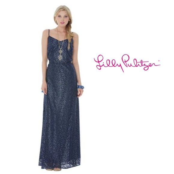 Lilly Pulitzer Dresses & Skirts - LILLY PULITZER Deanna Navy Bamboo Geo Maxi